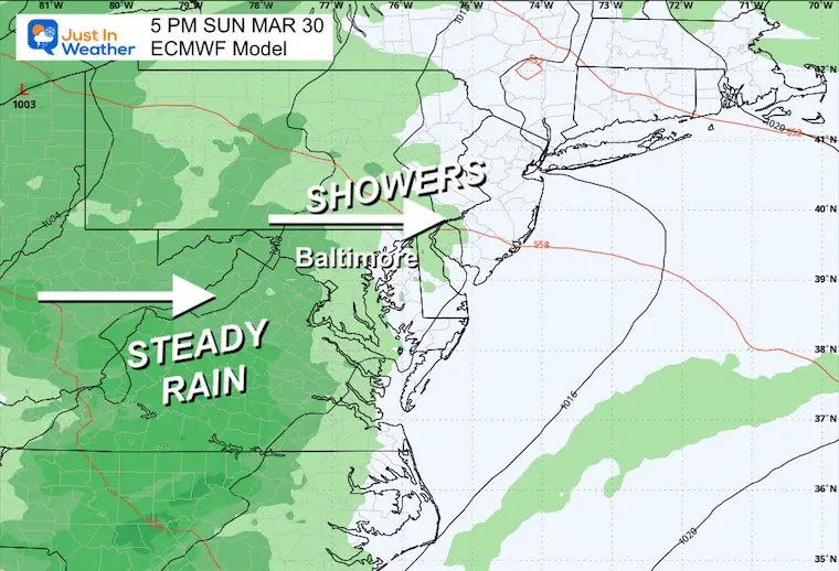 March 25 weather rain Sunday