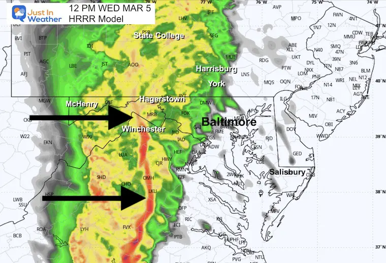 March 5 storm radar forecast severe storm Wednesday 12 PM