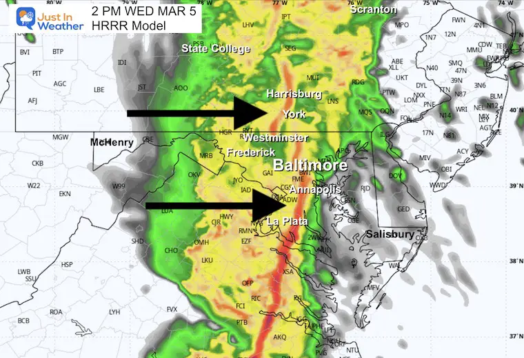 March 5 storm radar forecast severe storm Wednesday 2 PM