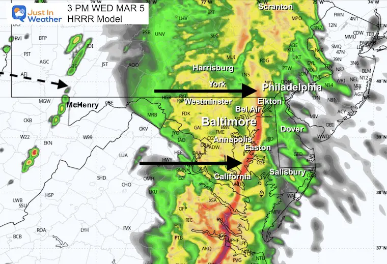 March 5 storm radar forecast severe storm Wednesday 3 PM