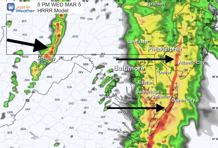 March 5 storm radar forecast severe storm Wednesday 5 PM