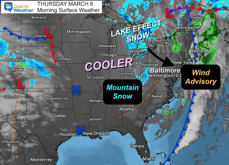 March 6 weather map Thursday morning