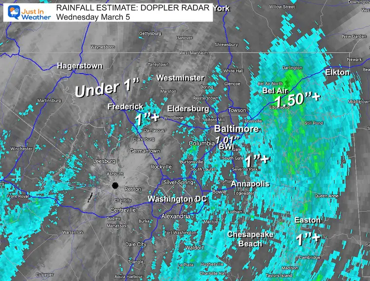 March 6 weather rain total Doppler Radar