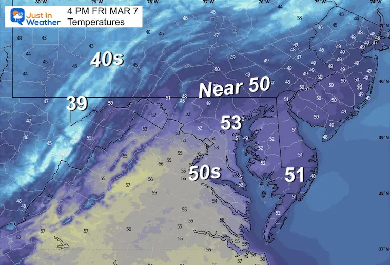 March 7 weather text Friday afternoon