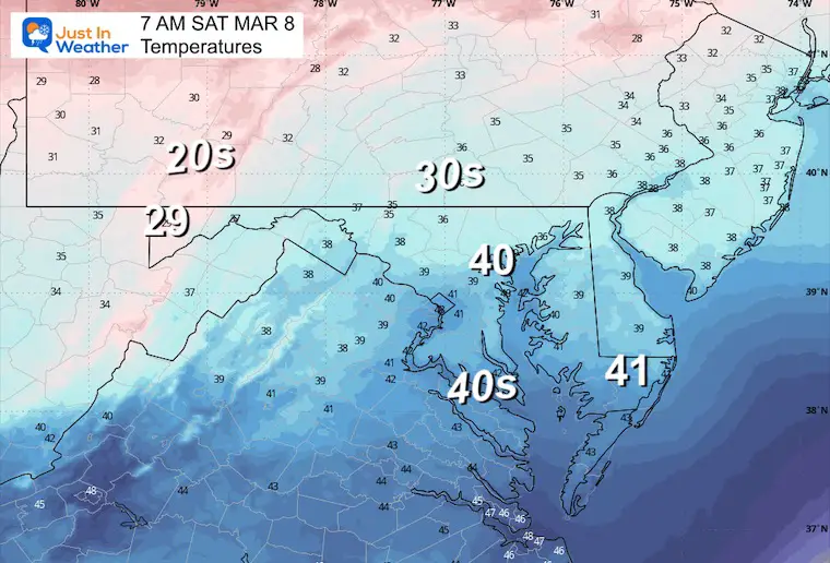 March 7 weather Saturday morning