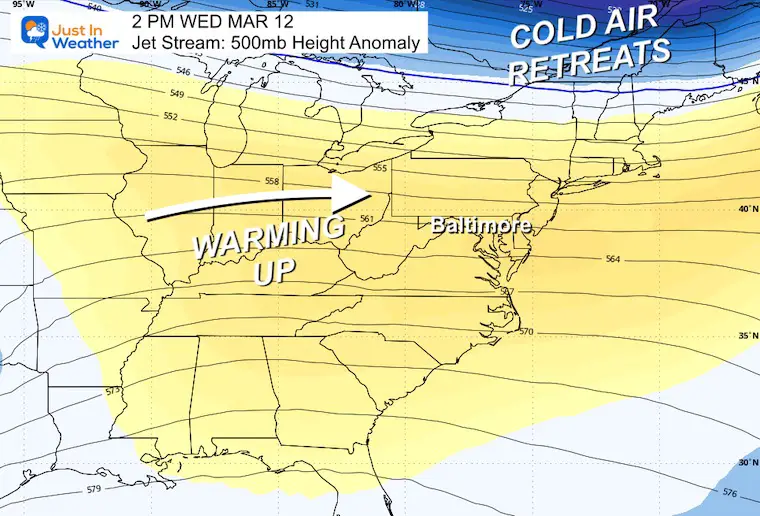 March 8 weather forecast jet stream Wednesday