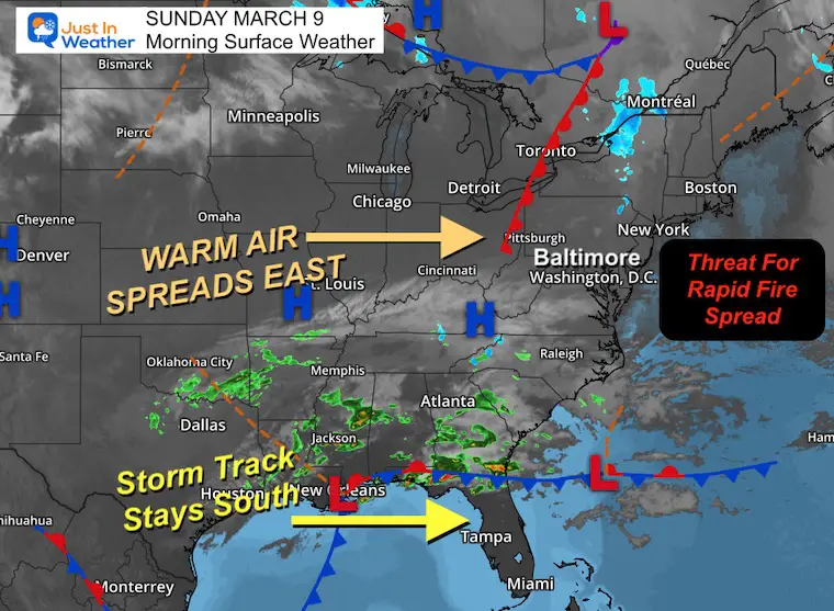 March 9 weather Sunday morning