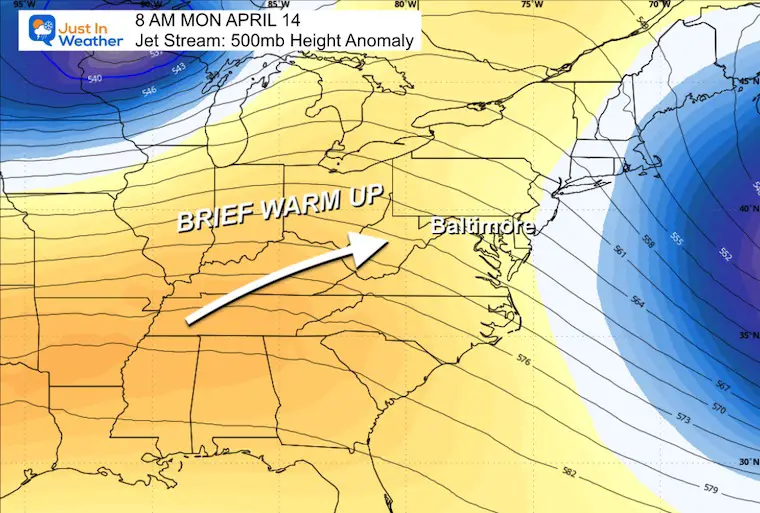 April 12 weather jet stream forecast Monday