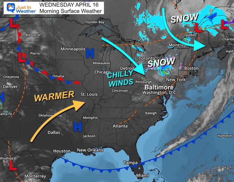 April 16 weather Wednesday morning
