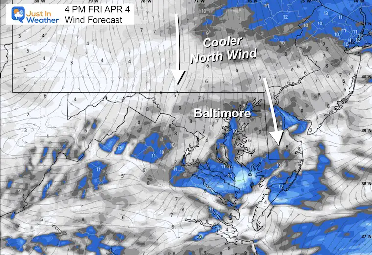 April 4 weather wind forecast Friday afternoon