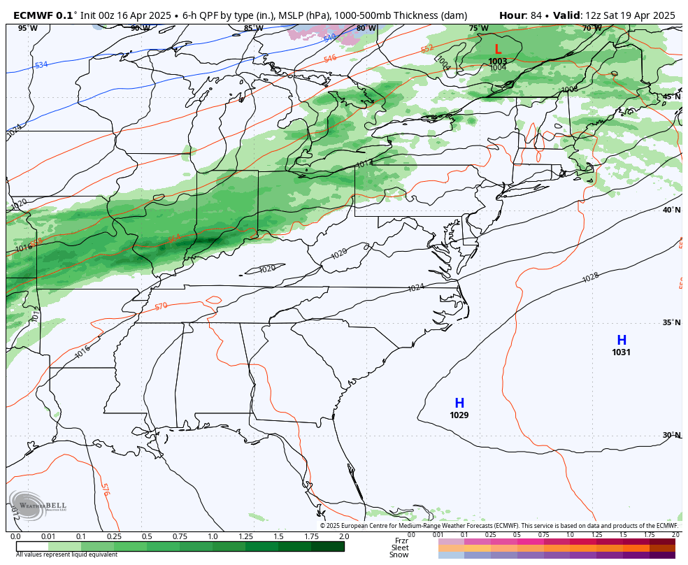 April 16 Easter Weekend storm forecast