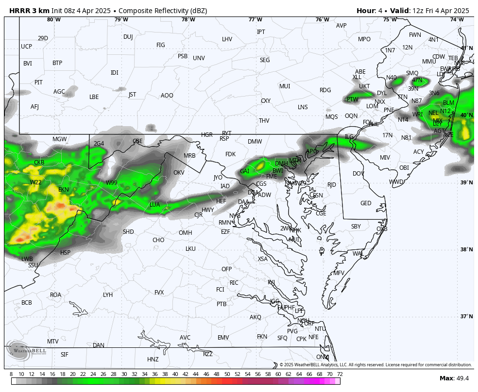 April 4 weather forecast radar Friday