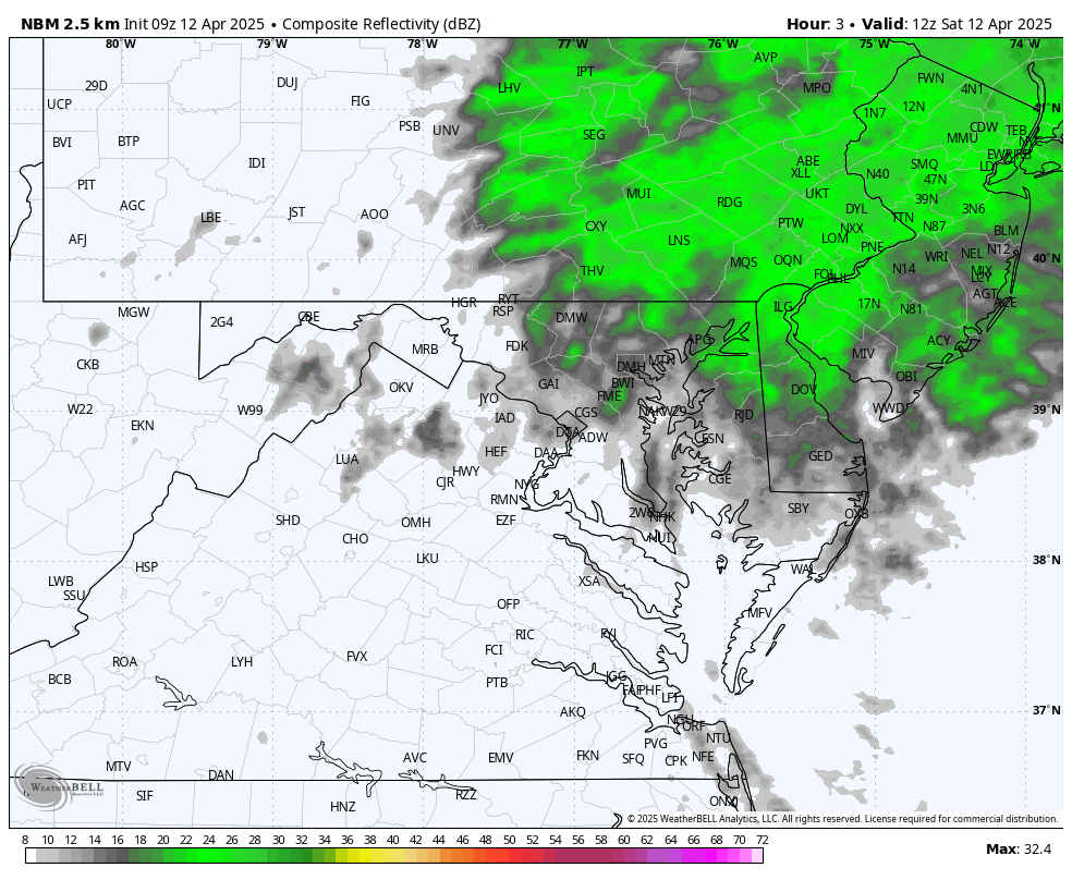 April 12 weather rain forecast radar Saturday