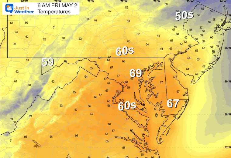 May 1 weather forecast temperature Friday morning