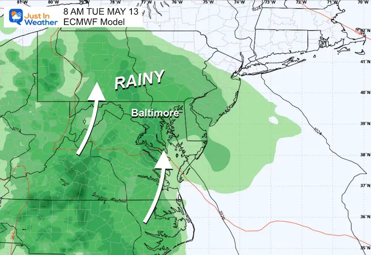 May 10 weather rain forecast Tuesday