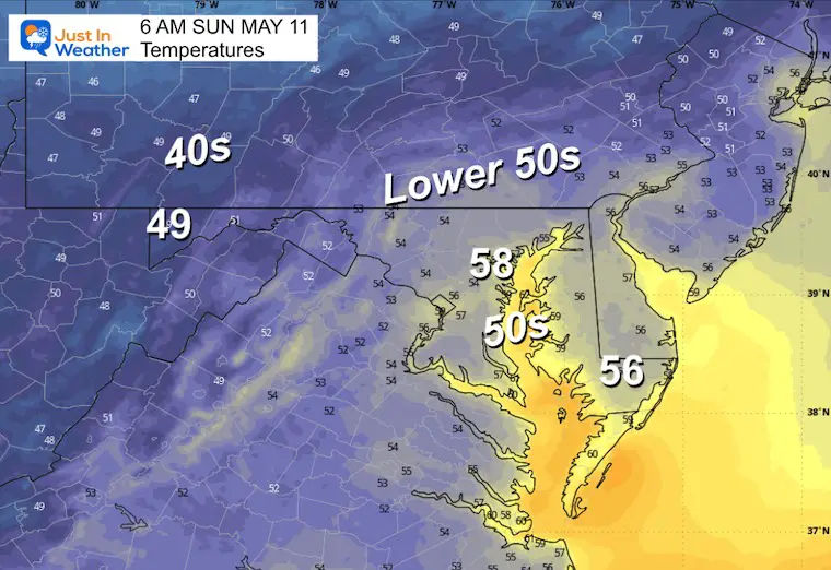 May 10 weather temperatures Sunday morning