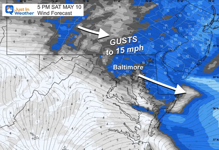 May 10 weather wind forecast Saturday 5 PM