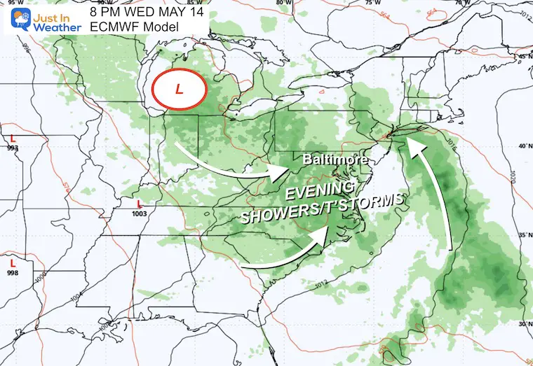 May 12 weather rain forecast Tuesday Evening
