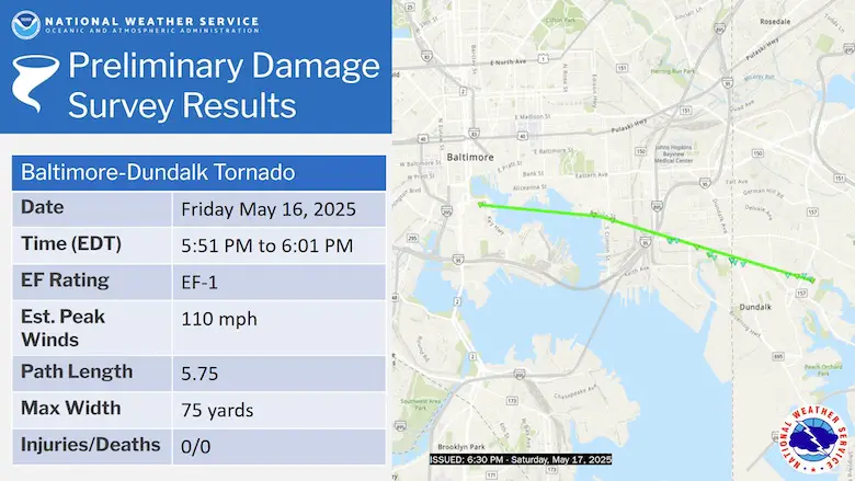 Tornado confirmed Baltimore May 16