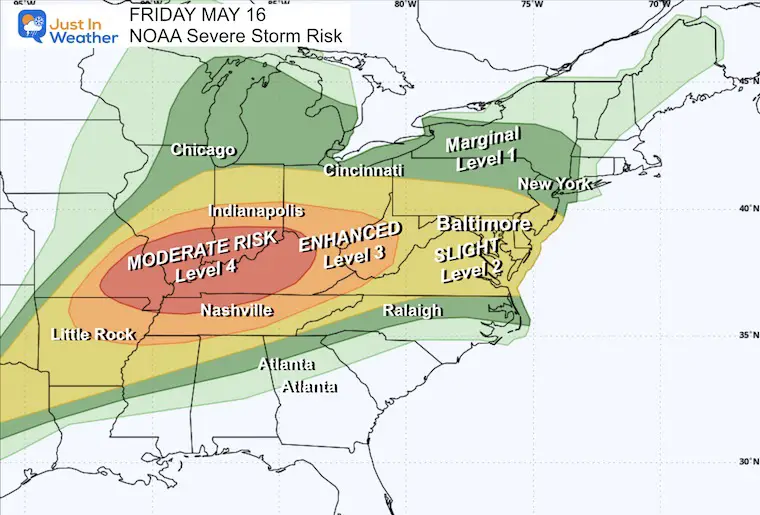 NOAA Severe Storm Risk Friday Eastern US