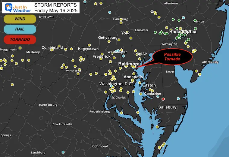 May 17 storm reports wind hail tornado Maryland Delaware