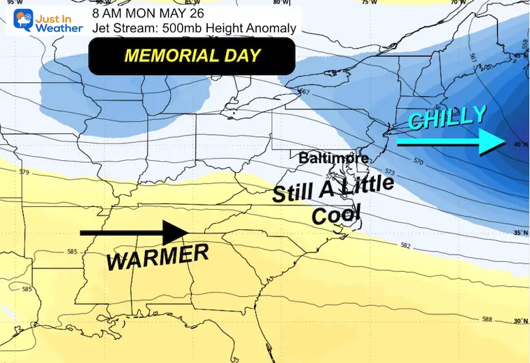 May 19 weather forecast jet stream Memorial Day