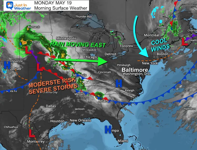 May 19 weather Monday morning