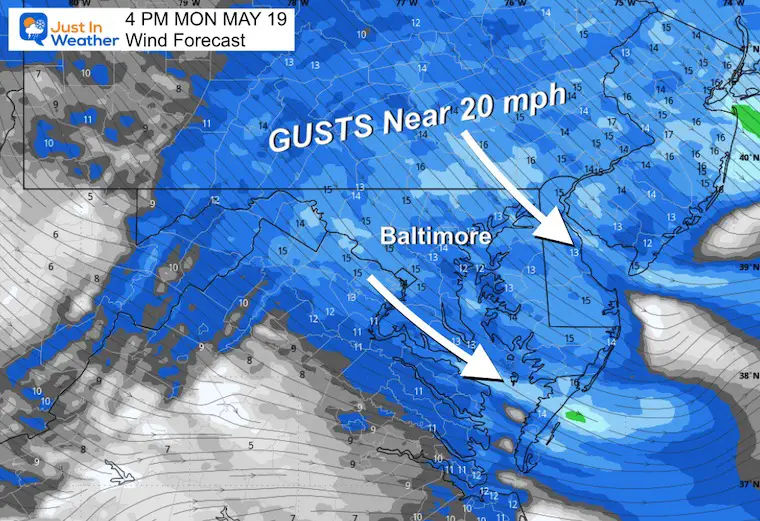 May 19 weather wind forecast Monday afternoon