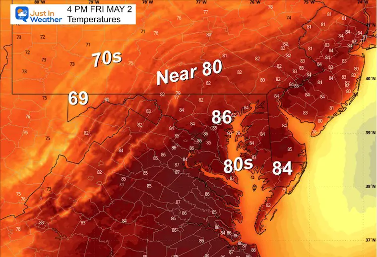 May 2 weather temperatures Friday afternoon