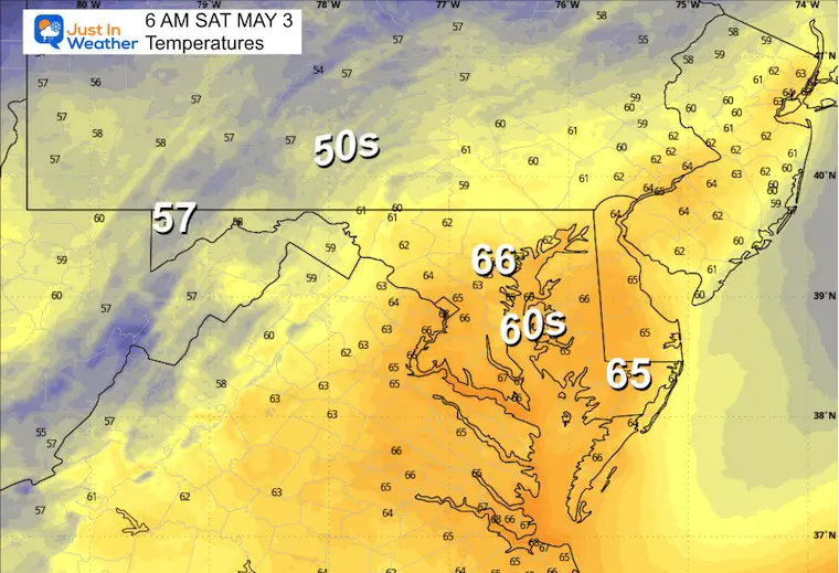 May 2 weather temperatures Saturday morning