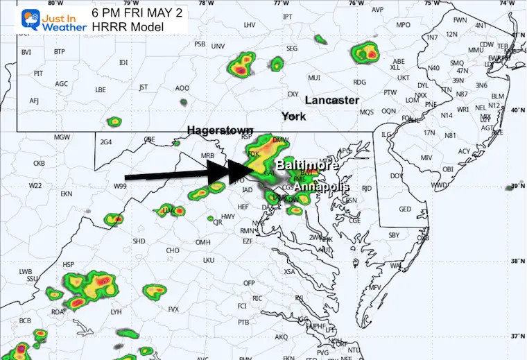 May 2 weather rain radar forecast Friday evening 6 PM