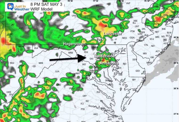 May 2 weather rain radar storm forecast Saturday evening