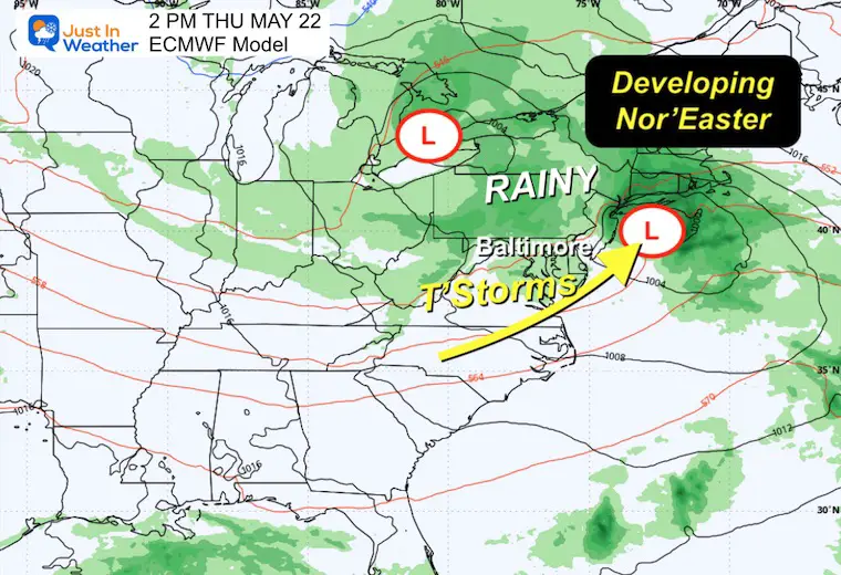 May 20 weather storm forecast Noreaster Thursday