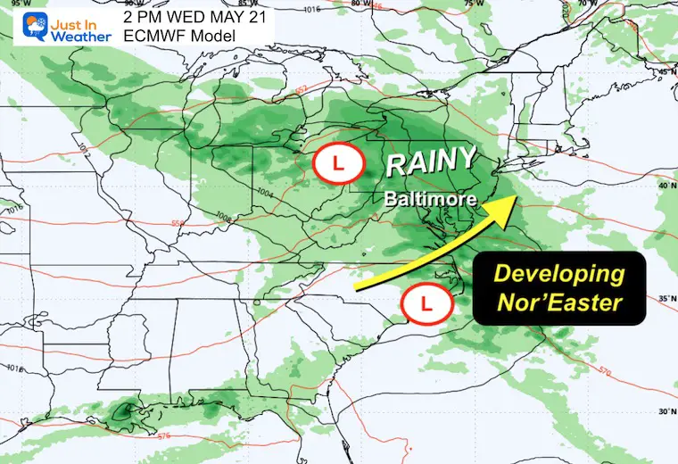 May 20 weather storm forecast Noreaster Wednesday
