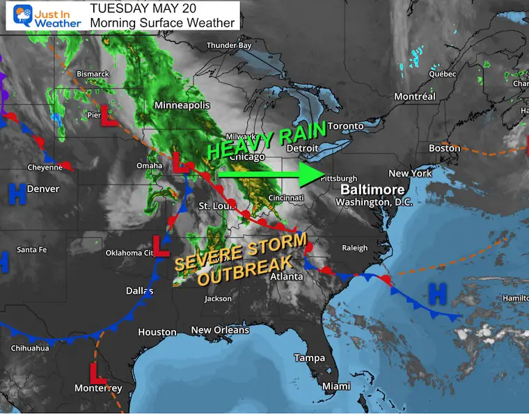 May 20 weather storm map Tuesday morning