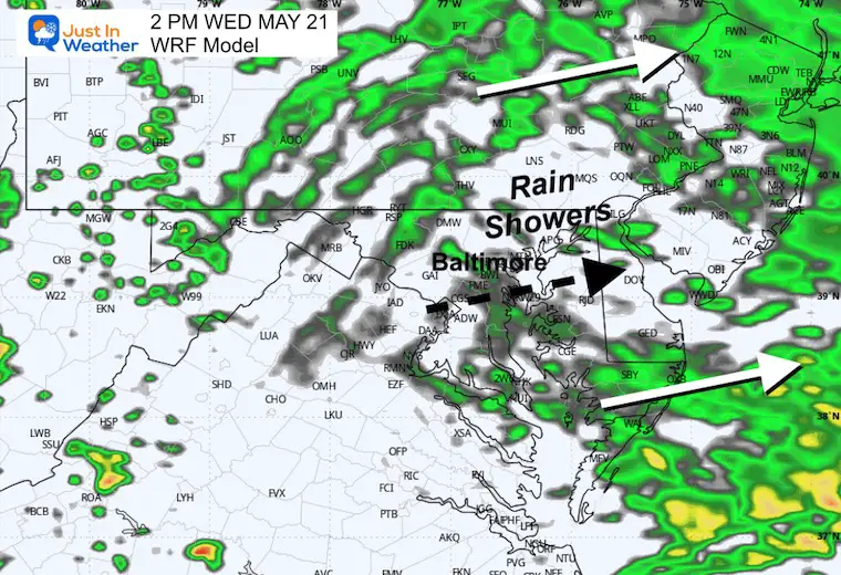May 20 weather storm radar rain Wednesday afternoon WRF