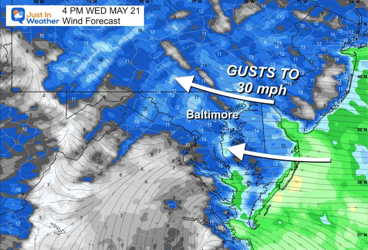May 20 weather wind forecast Wednesday afternoon
