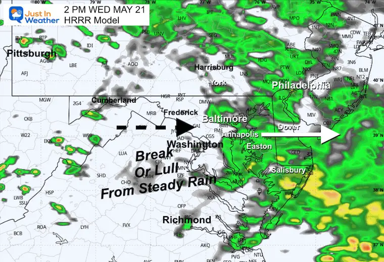 May 21 weather rain radar forecast Wednesday 2 PM