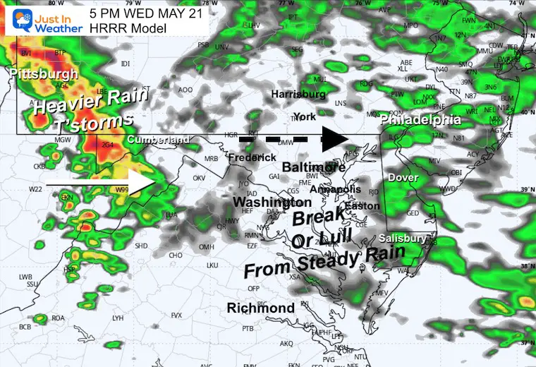 May 21 weather rain radar forecast Wednesday 5 PM