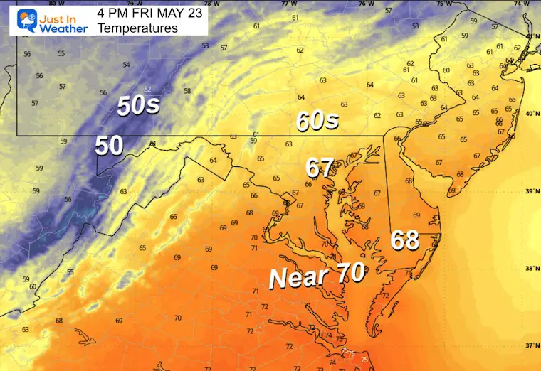 May 22 weather temperatures Friday afternoon