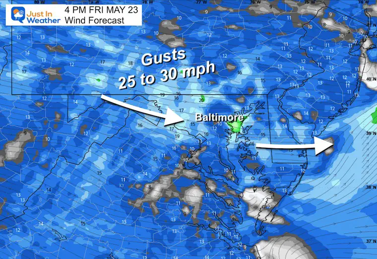 May 22 weather forecast wind Friday afternoon