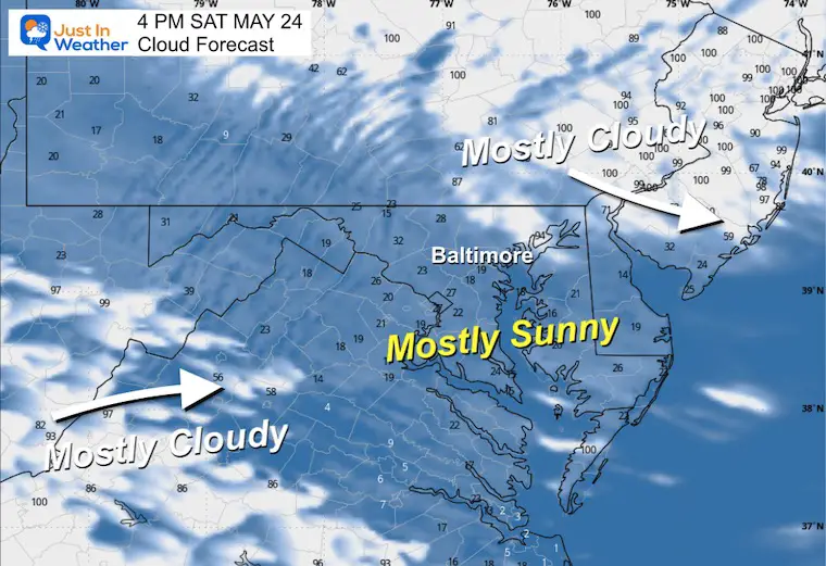 May 24 weather cloud forecast Saturday afternoon