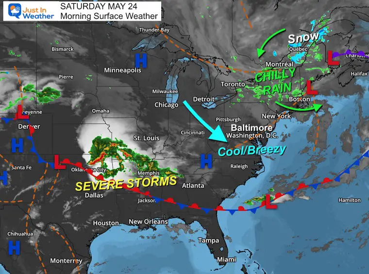 May 24 weather storm map Saturday morning