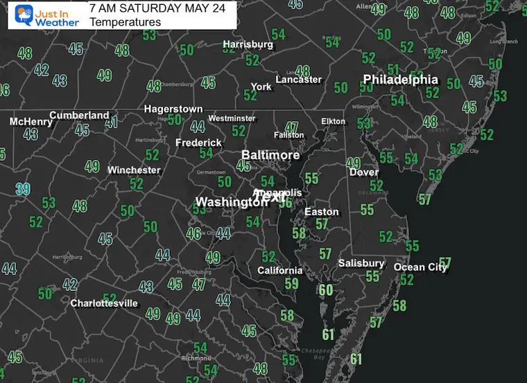 May 24 weather temperatures Saturday morning