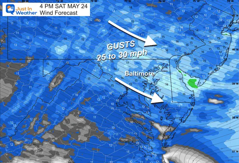 May 24 weather wind forecast Saturday afternoon