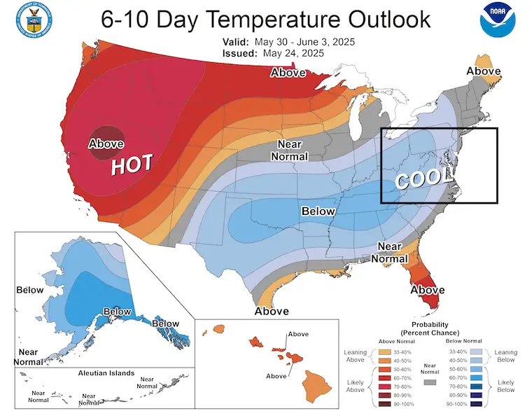 May 25 weather NOAA Temperature Outlook