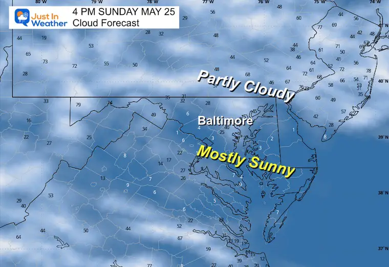 May 25 weather cloud forecast Sunday afternoon