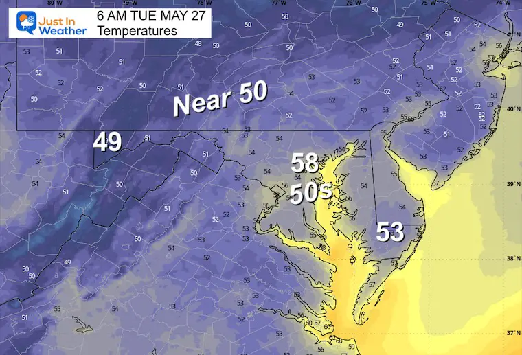 May 26 weather temperatures Tuesday morning