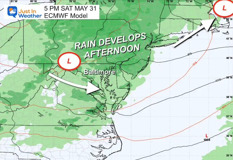 May 27 weather rain forecast Saturday afternoon