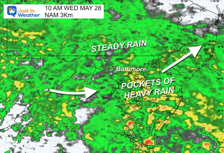 May 27 weather rain radar forecast Wednesday morning